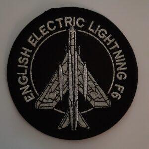 Lightning F6 Round Silver on Black Embroidered Badge